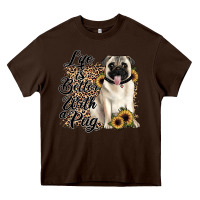 Chocolate Brown life is better with a pug Heavy Core Tee - JahusDesignShop