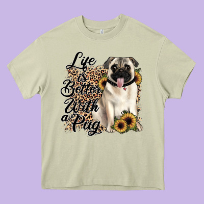 Life Is Better With A Pug Heavy Core Tee Designed By Jahusdesignshop
