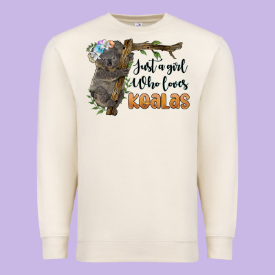 Just A Girl Who Loves Koalas Premium Sweatshirt Designed By Barkaloodesign