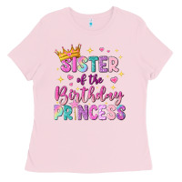 Bubblegum Pink sister of the birthday princess Ladies Tee - NancyCooperArtShop