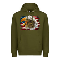 Army Green Western American Flag Eagle Premium Hoodie - LillyAllenDesigns