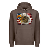 Coffee Western American Flag Eagle Premium Hoodie - LillyAllenDesigns
