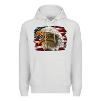 Dove Grey Western American Flag Eagle Premium Hoodie - LillyAllenDesigns