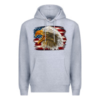 Heather Grey Western American Flag Eagle Premium Hoodie - LillyAllenDesigns