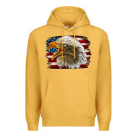 Mustard Western American Flag Eagle Premium Hoodie - LillyAllenDesigns