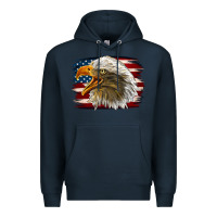 Navy Western American Flag Eagle Premium Hoodie - LillyAllenDesigns