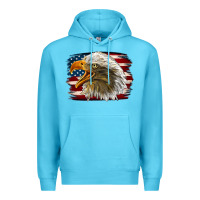 Ocean Blue Western American Flag Eagle Premium Hoodie - LillyAllenDesigns