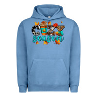 Pigment Pebble Blue cozy season with coffee cup Urban Hoodie - AdoDesignShop