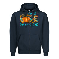 Navy i think i love fall most of all Zipper Hoodie - Artiststas