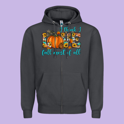 I Think I Love Fall Most Of All Zipper Hoodie Designed By Artiststas