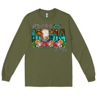 Army Green Glitter Dirt Mama Of Both Cow Flowers Long Sleeve Tee - CowCowDesign