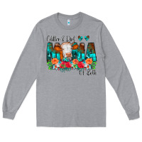 Heather Grey Glitter Dirt Mama Of Both Cow Flowers Long Sleeve Tee - CowCowDesign