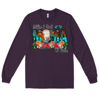 Plum Glitter Dirt Mama Of Both Cow Flowers Long Sleeve Tee - CowCowDesign