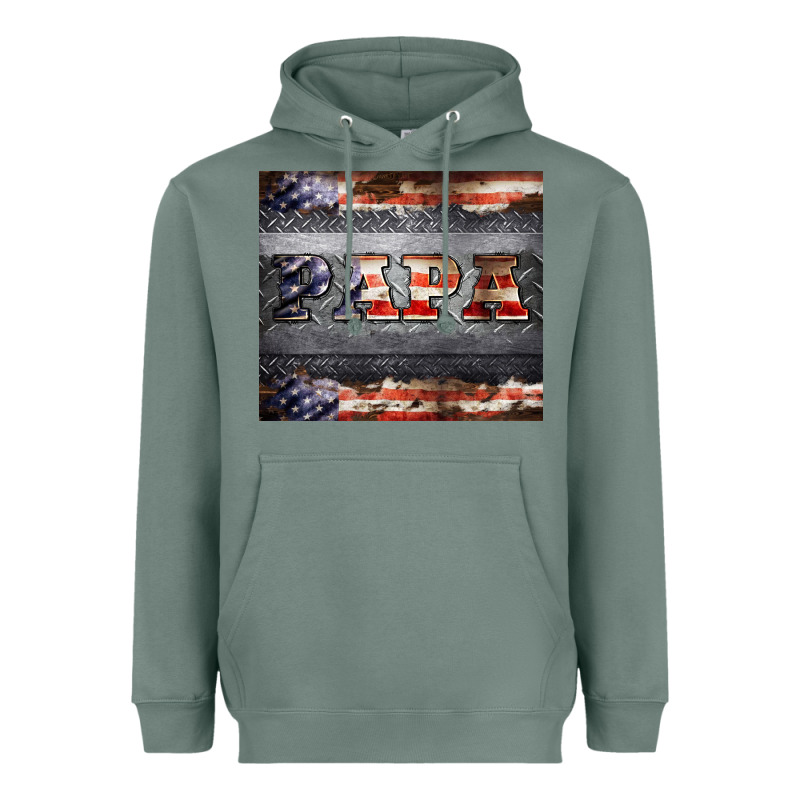 Papa Metal And American Flag Tumbler Heavyweight Hoodie by BarkalooDesign | Teevron