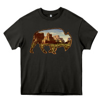 Asphalt Bison Silhouette Desert Landscape Heavy Core Tee - Bettercallsaul