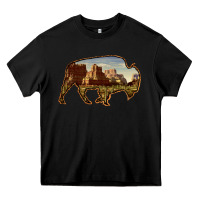 Black Bison Silhouette Desert Landscape Heavy Core Tee - Bettercallsaul