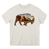 Cream Bison Silhouette Desert Landscape Heavy Core Tee - Bettercallsaul