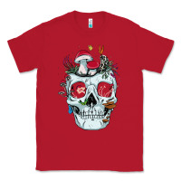 Red halloween skull collector mushrooms flowers and butterflies sweatshirt Classic Tee - trangStudio