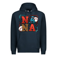 Navy Baseball nana leopard frame Premium Hoodie - LillyAllenDesigns