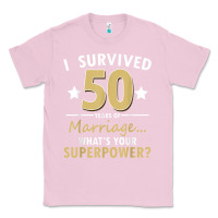 Bubblegum Pink 50 years of marriage superpower 50th wedding anniversary Classic Tee - trangStudio