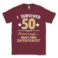 Burgundy 50 years of marriage superpower 50th wedding anniversary Classic Tee - trangStudio