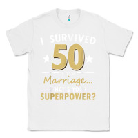 White 50 years of marriage superpower 50th wedding anniversary Classic Tee - trangStudio