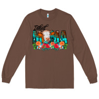 Chestnut Inked Mama Flowers Cow Long Sleeve Tee - CowCowDesign