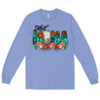 Colony Blue Inked Mama Flowers Cow Long Sleeve Tee - CowCowDesign