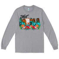 Heather Grey Inked Mama Flowers Cow Long Sleeve Tee - CowCowDesign