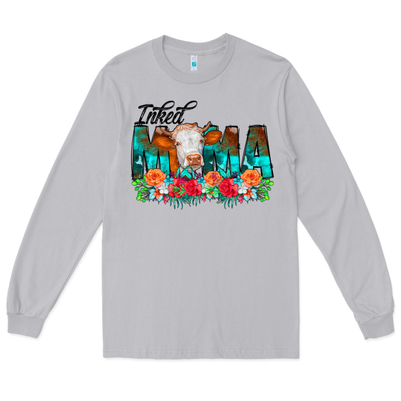 Inked Mama Flowers Cow Long Sleeve Tee by CowCowDesign | Teevron