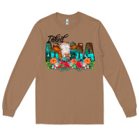 Toasted Coconut Inked Mama Flowers Cow Long Sleeve Tee - CowCowDesign