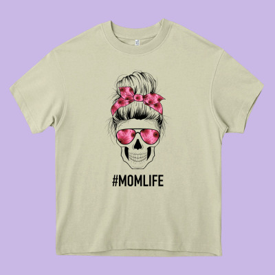 Pink Flower Mom Skull Heavy Core Tee Designed By Bettercallsaul
