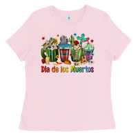 Bubblegum Pink Mexican Dia De Los Muertos Coffee Cups Ladies Tee - texasbilliewilder