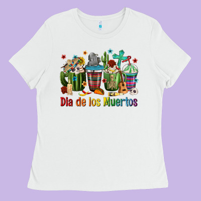 Mexican Dia De Los Muertos Coffee Cups Ladies Tee Designed By Texasbilliewilder