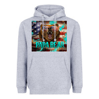 Heather Grey papa bear american flag  tumbler Heavyweight Hoodie - BarkalooDesign