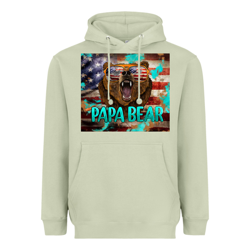 Papa Bear American Flag  Tumbler Heavyweight Hoodie by BarkalooDesign | Teevron