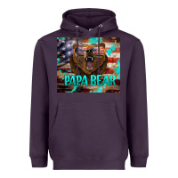 Plum papa bear american flag  tumbler Heavyweight Hoodie - BarkalooDesign