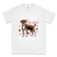 White Kids Boxer Dog Just A Girl Who Loves Boxers Gift Classic Tee - trangStudio