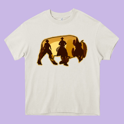 Bison Silhouette Cowboy Heavy Core Tee Designed By Bettercallsaul