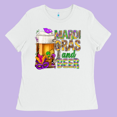 Mardi Gras And Beer Ladies Tee Designed By Nancycooperartshop