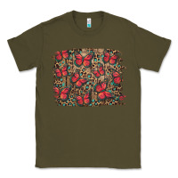 Army Green Easter Butterflies Background Classic Tee - RanaPortraitStore