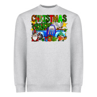 Heather Grey christmas truck Heavyweight Sweatshirt - SublimationCraftShop