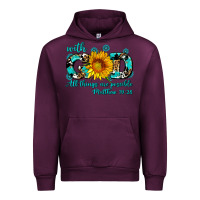 Mauve Wine with god all things are possible sunflower Urban Hoodie - AdoDesignShop