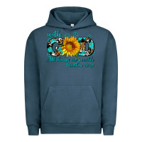 Pigment Midnight Navy with god all things are possible sunflower Urban Hoodie - AdoDesignShop