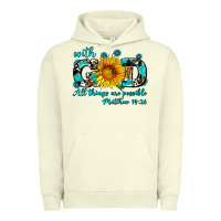 Pigment Pistachio with god all things are possible sunflower Urban Hoodie - AdoDesignShop