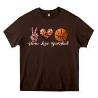 Chocolate Brown peace love basketball Heavy Core Tee - JahusDesignShop