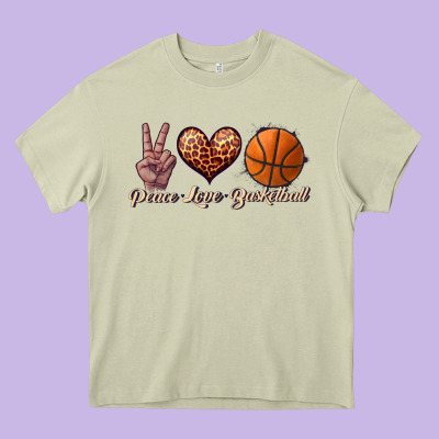 Peace Love Basketball Heavy Core Tee Designed By Jahusdesignshop
