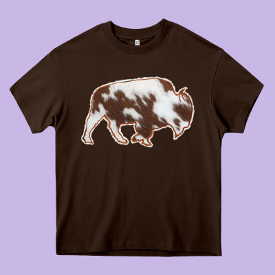 Cowhide Bison Silhouette Heavy Core Tee Designed By Bettercallsaul