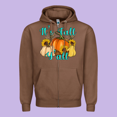 It's Fall Y'all Zipper Hoodie Designed By Artiststas