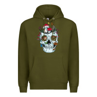 Army Green halloween skull collector mushrooms flowers and butterflies sweatshirt Premium Hoodie - trangStudio